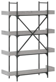 4-szintes szürke sonoma szerelt fa könyvespolc 100x33x145,5 cm