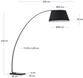 Fekete állólámpa textil búrával (magasság 210 cm) Juhe – Kave Home