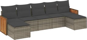 vidaXL 7 részes szürke polyrattan kerti ülőgarnitúra párnákkal