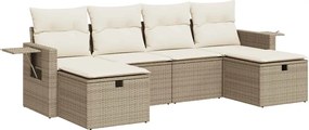 vidaXL 6 részes bézs polyrattan kerti ülőgarnitúra párnával