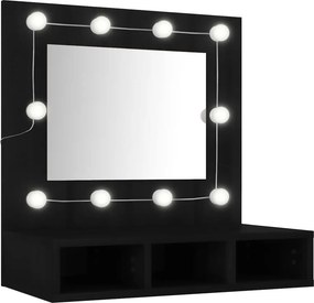 vidaXL fekete tükrös szekrény LED-ekkel 60 x 31,5 x 62 cm