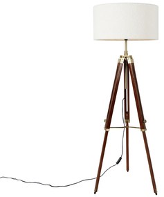 Sárgaréz állólámpa ernyős fehér 50 cm-es állvány - Cortin