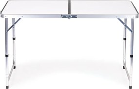 Kerti asztal, MultiGarden GMFC-FY12060, fehér, 120 x 60 cm, összecsukható, állítható magasság (60–70 cm), hordfogantyúval, teherbírás: 50 kg