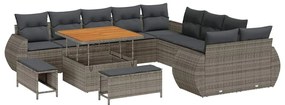 vidaXL Kerti Kanapé Szett 13 pcs Szürke polirattan
