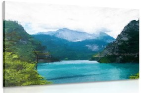 Kép festett hegyi tó
