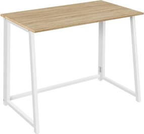 Set do pracovny ZARIMO stůl 80x40 cm, bílá/dub sonoma + křeslo AVOLA VELVET, světle modré