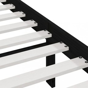 fekete tömör fenyőfa ágykeret 200 x 200 cm