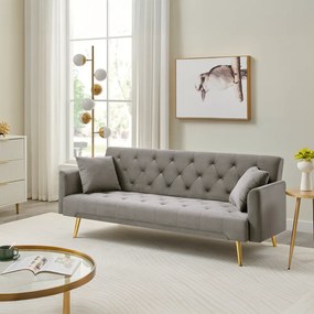 Kihúzható kanapé, szürkésbarna Taupe/gold króm-arany, ALISIA