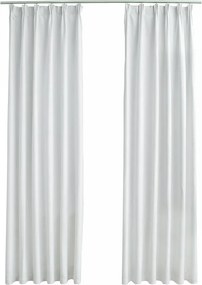 vidaXL 2 db törtfehér sötétítőfüggöny kampókkal 140 x 225 cm