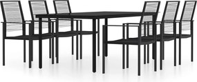 vidaXL 7 részes fekete kerti étkezőgarnitúra