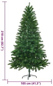 zöld műkarácsonyfa élethű tűlevelekkel 210 cm