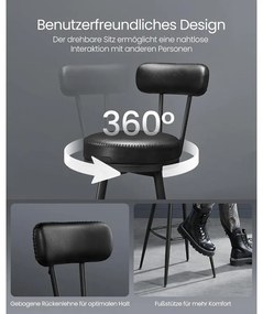 EKHO 360°-ban forgatható bárszék 2 darabos szett, 76 cm magas, tintafekete színben