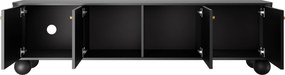 Vesper 4D TV-szekrény 187 cm - fekete / arany fogantyúk / gömb lábak