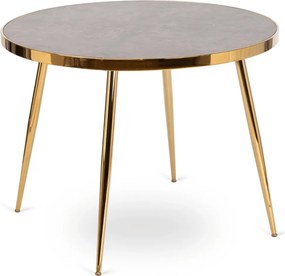 Stół TINGA 100 cm Szklany Szary Marmur/Złoty