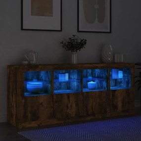 füstös tölgy színű tálalószekrény LED-ekkel 163 x 37 x 67 cm