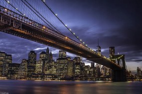 Poszter 30x20cm Brooklyn híd és Alsó-Manhattan panoráma alkonyatkor 3