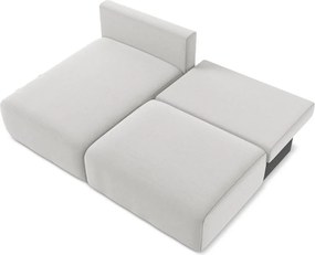 Világosszürke bársony kinyitható-tárolóhelyes sarokkanapé (bal oldali-heverő résszel) Kalena – Makamii