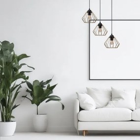 Csillár zsinóron CEED GOLD 3xE27/60W/230V átm. 45 cm fekete/arany