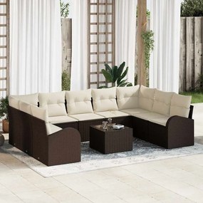 Kerti Kanapé Szett 10 pcs Barna Poli rattan
