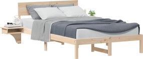 vidaXL Ágykeret fejtámlával Barna 140 x 190 cm Tömör fenyőfa