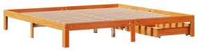 viaszbarna tömör fenyőfa ágykeret fiókkal 180 x 200 cm