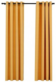 2 db sárga vászonhatású sötétítőfüggöny fűzőkarikával 140 x 245 cm