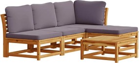 vidaXL 5 részes tömör akácfa kerti ülőgarnitúra párnákkal