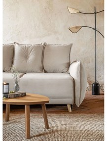 Bézs kordbársony kinyitható sarokkanapé (bal oldali) Lazy Lukka – Miuform