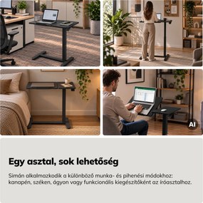 Laptopasztal állítható, mobil, multifunkciós, fekete: BILL