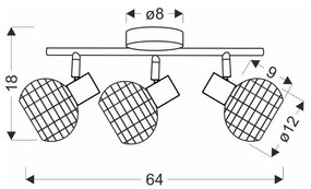 Fekete-krémszínű mennyezeti lámpa fém-rattan búrával ø 12 cm Tajga – Candellux Lighting