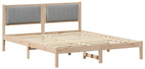 Ágykeret Kárpitozott Fejtámlával Világosszürke 160 x 200 cm