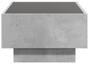 betonszürke szerelt fa dohányzóasztal LED-del 70 x 50 x 30 cm
