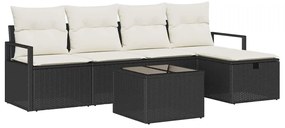 Kerti Kanapé Szett 6 pcs Fekete és krémszínű 230 x 117 x 85 cm