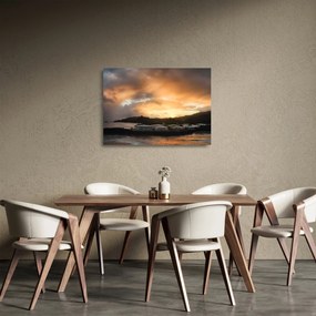 Kép - felhős tengerpart (üvegen) (70x50 cm)