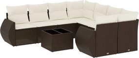 vidaXL 9 részes barna polyrattan kerti ülőgarnitúra párnákkal