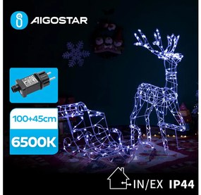 Aigostar B.V. Aigostar-LED Kültéri dekoráció LED/3,6W/31/230V 6500K 90/45cm IP44 rénszarvas szánnal AI0558