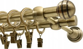 Függönykarnis Dupla Gömb Fém Maró 16 mm Arany Antik 360 cm