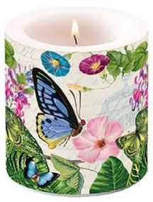 Pillangós, virágos átvilágítós gyertya 8x7,5cm - Romantic Pure