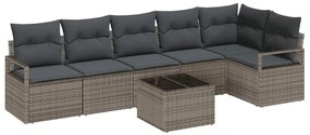 vidaXL Kerti Kanapé Szett párnával 7 pcs Világosszürke polirattan