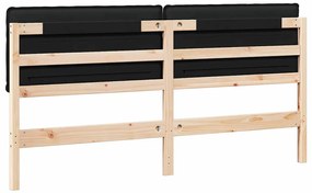 Kárpitozott fejtámla Természetes és fekete 200 cm Tömör fenyőfa