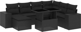 vidaXL 8 részes fekete polyrattan kerti ülőgarnitúra párnákkal