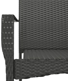 9 részes fekete polyrattan kerti étkezőgarnitúra párnákkal