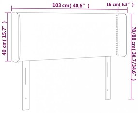 sötétszürke bársony LED-es fejtámla 103 x 16 x 78/88 cm