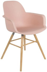 Albert Kuip karfás design szék, rózsaszín PP, natúr kőris láb