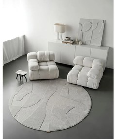 Világosszürke gyapjú kerek szőnyeg ø 120 cm Morphic Botanica – Agnella