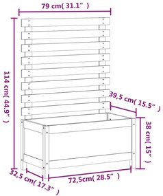 fehér tömör fenyő kerti növénytartó állvánnyal 79x39,5x114 cm