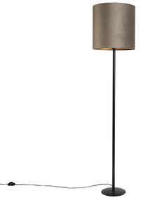 Állólámpa fekete bársony árnyalatú taupe és arany 40 cm - Simplo