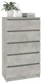 betonszürke szerelt fa fiókos szekrény 60 x 36 x 103 cm