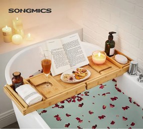 Bambusz fürdokádra helyezhető tálca 75-109 cm