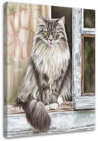 Gario Vászonkép Vidéki macska az ablakpárkányon - Svetlana Gracheva Méret: 40 x 60 cm
